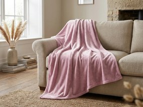 Mikropluszowy koc SOFT, pudrowy różowy Rozmiar: 160 x 200 cm