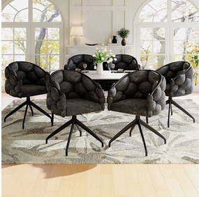 Zestaw 6 welurowych i metalowych krzeseł do jadalni – szary