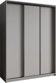 Szafa Przesuwna NISSE 150 cm Szafa Trzydrzwiowa z Szufladami Grafit / Czarne Profile