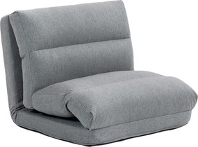 HOMCOM Fotel Podłogowy z Funkcją Łóżka, Regulowane Oparcie, Składany, do 120kg, 70 x 41 x 56 cm, Szary