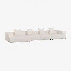 Modułowa Sofa Z Leżanką Po Lewej Stronie, 4-częściowa (↔︎420 Cm) Z Wysokim Podłokietnikiem Bruna Bouclé White - Sklum