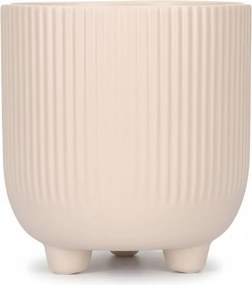 Doniczka Osłonka Beż 15 cm z Ceramiki na Trzech Nóżkach Designerska Donica