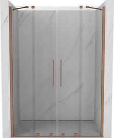 Mexen Velar Duo drzwi prysznicowe rozsuwane 160 cm, transparent, miedź szczotkowana - 871-160-000-02-65