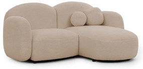 Jasnobrązowy narożnik z materiału bouclé (prawostronny/z szezlongiem) Orbit – Ropez