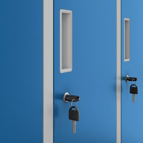 Szafa BHP ubraniowa 10-drzwiowa szaro-niebieska: BARTEK, 1360 x 1720 x 450 mm