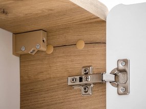 Mała szafka do łazienki Qubik Aruba 831 FSC, dąb craft złoty/biały połysk