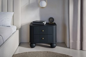 Zestaw szafek nocnych Vesper 56 cm - czarny / złote uchwyty / nogi kule
