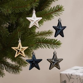 Ozdoby choinkowe, gwiazdki z tworzywa sztucznego, 6 szt.