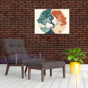Obraz na szkle – Drzewo pełne energii (70x50 cm)