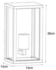 Zewnetrzna Kinkiet / Lampa scienna zewnętrzny czarny z przydymionym szkłem 26 cm IP44 - Charlois Nowoczesny Oswietlenie zewnetrzne