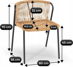 Zestaw Mebli Ogrodowych TRISTE Stolik i 2x Krzesło Brązowy/Czarny Rattan Nowoczesny