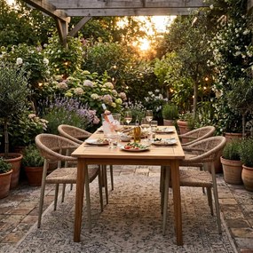 Krzesło Ogrodowe Beżowe 56x60x78 cm Plecione Sznurki Nowoczesne Wytrzymałe