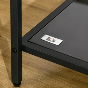 HOMCOM Stolik pomocniczy ze szklanymi blatami hartowanymi, dwupoziomowy, klasyczny design z metalową strukturą, czarny