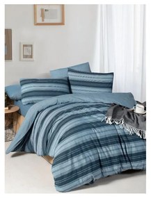 Niebieska 4-częściowa pościel dwuosobowa z prześcieradłem 200x220 cm Stripes – Mila Home