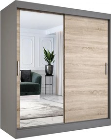Szafa przesuwna antracyt + dąb sonoma 180 cm G0-W36