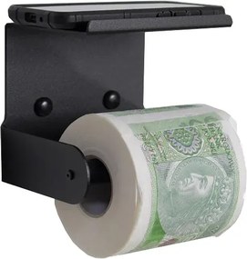 Metalowy uchwyt na papier toaletowy z półką K0-M59