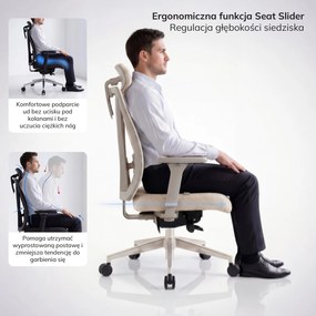 Fotel biurowy ergonomiczny jasnobeżowy VECTOR