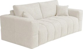 Kanapa 3-osobowa typu expressz beżowej bukli - Miejsce do spania 140 cm - Materac 13 cm - ISSORO