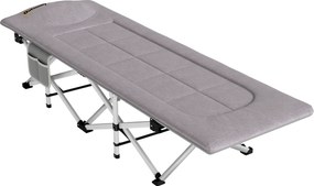 Outsunny Leżanka Polowa, Łóżko Kempingowe, składane, miękkie, do 200 kg, stal nierdzewna, 200x65x42cm, Szary