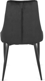 Krzesło Tapicerowane do Salonu CORK Czarne Welurowe Nowoczesne Loft