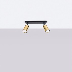 Plafony nowoczesny Glois, stal - 2 źródło światła 4000K - L.30 x H.18.5 cm - czarny/złoty