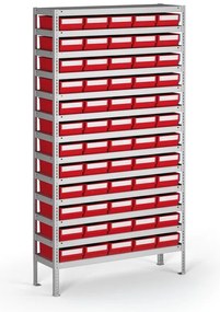 Regał z pojemnikami plastikowymi Shelfpoj., 2000x1000x300 mm, 60x poj. D