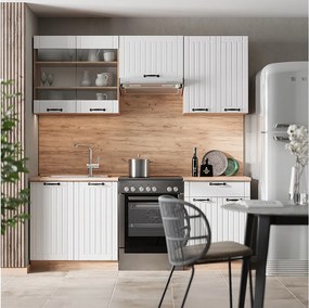 Zabudowa kuchenna biały domek wiejski 200x60x81.6 fame-line