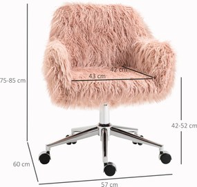 Vinsetto Różowy fotel biurowy obrotowy z regulacją wysokości siedziska stylowy i komfortowy | Aosom PL