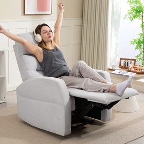HOMCOM Regulowany fotel relaksacyjny z podnóżkiem, Nowoczesny fotel tapicerowany, Jasnoszary