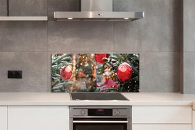 Panel szklany do Kuchni Zimowy Pejzaż z Bombkami