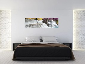 Obraz wodospadu Erawan w lesie (170x50 cm)