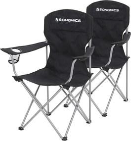 Krzesła kempingowe NOMAD, zestaw 2 szt., czarny SongmicsHome