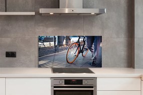 Panel szklany do Kuchni Nogi Rowerzysty w Mieście