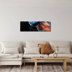 Obraz planety w kosmosie (z zegarem) (90x30 cm)