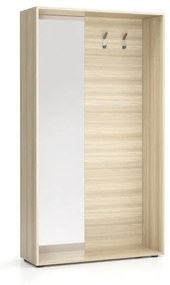 Wieszak ścienny BORDER z lustrem, 2 haczyki, naturalny dąb