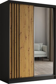 Szafa NELVIA - Czarny / Lamele Czarne / Bez szuflad / 150 cm