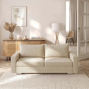 Sofa z Funkcją Spania DRAVOS Beżowa Boucle Japandi