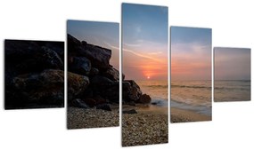Obraz zachodu słońca na plaży (125x70 cm)