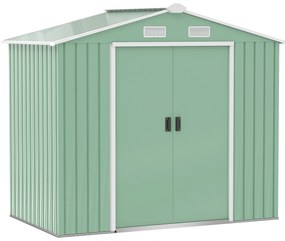 Outsunny szopa ogrodowa z 2 drzwiami przesuwnymi oknami wentylacyjnymi rama podłogowa z ocynkowanej stali jasnozielony 213x130x185 cm | Aosom PL