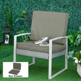 Outsunny Zestaw 2 poduszek na siedzisko 56 x 52 cm, Poduszki na krzesła z zamkiem, Pokrycie z materiału, 7 cm grubości, Możliwość prania, Ciemnoszary