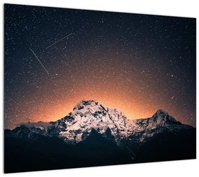 Obraz na szkle - nocne niebo z górą (70x50 cm)