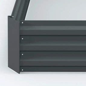 Outsunny Zestaw 2 Skrzynek Ogrodowych, Skrzynki na Kwiaty, Donice Ogrodowe, Stal Galwanizowana, 100 x 100 x 30 cm, Ciemnoszary