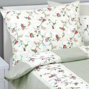 Bellatex Pościel bawełniana Róża, kratka, 140 x200 cm, 70 x 90 cm