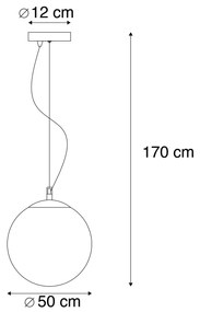 Nowoczesna lampa wisząca mosiądz przydymione szkło 50cm - Ball Nowoczesny Oswietlenie wewnetrzne