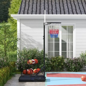 SPORTNOW Kosz do koszykówki na kółkach, wolnostojący, z siatką, duża podstawa, 179-209 cm, Tworzywo sztuczne, Stal