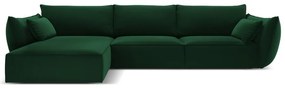 Ciemnozielony aksamitny narożnik (lewostronny/z szezlongiem) Vanda – Mazzini Sofas
