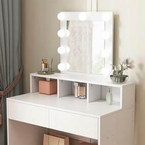 Toaletka kosmetyczna z lustrem LED 80 cm – nowoczesna toaletka do makijażu i wizażu w stylu loft