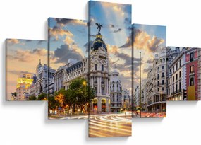 Obraz - Calle Gran Vía, Madryt, Hiszpania (125x70 cm)