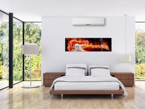 Obraz - Gitara w płomieniach (170x50 cm)