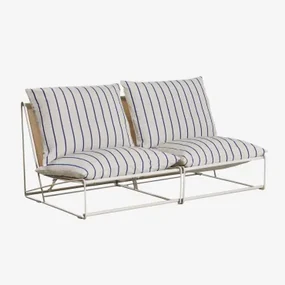 Amaro 2-częściowa Modułowa Sofa Ogrodowa Kremowa Tapioca - Dark Blue - Sklum